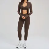 Coffee Running Fitness Yoga Activewear Set 3 Piece Women's