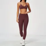 Wine Red Women's Brushed Breathable Workout Set