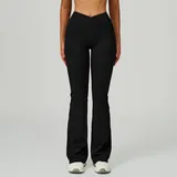 Jet Black Women's Cross Back Workout Yoga Leggings