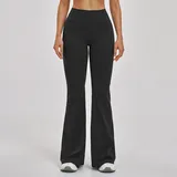 BP2546-2 · Jet Black Jet Black Running Women's Flared Yoga Workout Pants Brushed Slimming