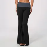BP2570-2 · Jet Black Jet Black Women's Fitness Training Wide Leg Yoga Pants Flared