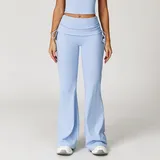 Sky Gray Blue Women's Bare Feel Running Workout Leggings