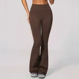 Red Brown Women's Seamless Flared Yoga Pants High Waist Slimming