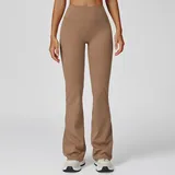 Mocha Brown Women's Fitted Wide Leg Active Leggings