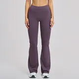 Eggplant Purple Women's Fitted Wide Leg Active Leggings