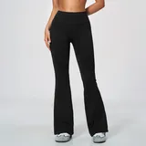 BP5112-2 · Jet Black Jet Black Women's Fitness Flared Yoga Workout Pants Seamless Breathable