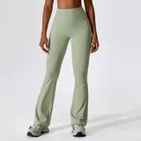 Bean Green Women's Fitted Wide Leg Workout Leggings