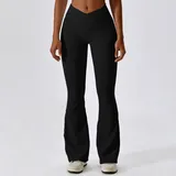 BP8333-2 · Jet Black Jet Black Women's Scrunch Cross Back Yoga Leggings