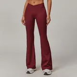 BP9177-3 · Cherry Red Cherry Red Fitted Running Women's Flared Yoga Pants Bare Feel