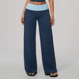 Slate Blue Clash Women's Brushed Stylish Yoga Leggings