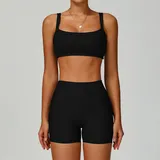 Jet Black Women's High Waist Slimming Yoga Set