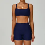 Navy Blue Women's High Waist Slimming Yoga Set