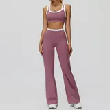 Violet Purple Women's Color Block Yoga Set