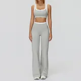 Clay Grey Women's Color Block Yoga Set