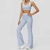 Mist Blue Women's Color Block Yoga Set