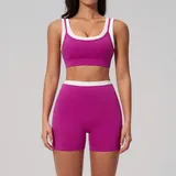 Dragon Fruit Pink Women's Color Block Yoga Set