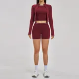 Retro Red Women's Running Yoga Activewear Set 3 Piece Fitted