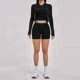 BS3562-2 · Jet Black Jet Black Women's Running Yoga Activewear Set 3 Piece Fitted