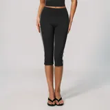 BS4506-2 · Jet Black Jet Black Bare Feel Women's Yoga Shorts Capri Length Fitted