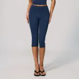 Dark Navy Bare Feel Women's Yoga Shorts Capri Length Fitted