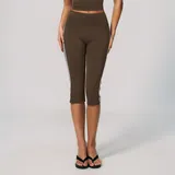 BS4506-4 · Coffee Brown Coffee Brown Bare Feel Women's Yoga Shorts Capri Length Fitted
