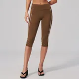 Chestnut Brown Women's Running Yoga Shorts Capri Length Slimming Fitted