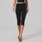 BS4539-2 · Black White Clash Black White Clash Women's Running Yoga Shorts Capri Length Slimming Fitted