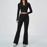 BS5112-2 · Jet Black Jet Black Women's Flared Fitness Yoga Activewear Set Quick Dry