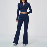 BS5112-4 · Ink Blue Ink Blue Women's Flared Fitness Yoga Activewear Set Quick Dry