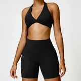 Jet Black Women's Quick Dry Backless Active Set