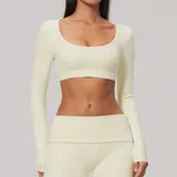 BT9599-1 · Cream Almond Cream Almond Women's Brushed Long Sleeve Top Long Sleeve Stretch