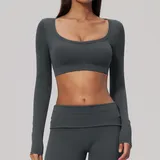 BT9599-4 · Charcoal Mist Charcoal Mist Women's Brushed Long Sleeve Top Long Sleeve Stretch