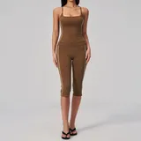 CS4539-1 · Chestnut Brown Chestnut Brown Women's Padded Color Block Yoga Set