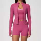 Strawberry Pink Women's Breathable Yoga Activewear Set 3 Piece Fitted