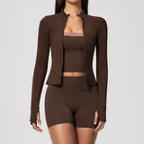 Deep Brown Pink Clash Women's Breathable Yoga Activewear Set 3 Piece Fitted