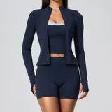 CS6116-3 · Deep Well Blue Deep Well Blue Women's Breathable Yoga Activewear Set 3 Piece Fitted