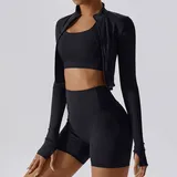 Jet Black Women's Bare Feel Supportive Yoga Set