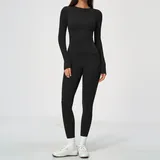 GS8519-2 · Jet Black Jet Black Women's Scrunch Long Sleeve Yoga Set