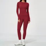 GS8519-4 · Cherry Red Cherry Red Women's Scrunch Long Sleeve Yoga Set