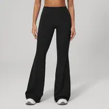 KP2551-2 · Jet Black Jet Black Wide Leg Yoga Pants Flared Brushed Slimming Fitted