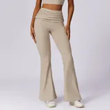 KP8516-1 · Linen Linen Women's Wide Leg Yoga Pants Fitted Casual Flared