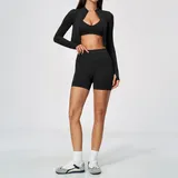 KS5112-2 · Jet Black Jet Black High Stretch Women's Yoga Set 3 Piece Breathable