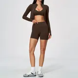 Ink Brown High Stretch Women's Yoga Set 3 Piece Breathable