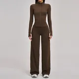 LS4510-3 · Espresso Black Espresso Black Women's Yoga Activewear Set Brushed Running Long Sleeve