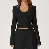 LT3058-2 · Jet Black Jet Black Women's Long Sleeve Top Outdoor Long Sleeve Brushed