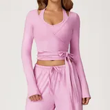 Rose Pink Women's Long Sleeve Top Outdoor Long Sleeve Brushed