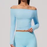LT4560-3 · Sky Blue Sky Blue Women's Long Sleeve Top Running Long Sleeve Brushed