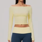 Yellow Women's Long Sleeve Top Running Long Sleeve Brushed