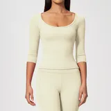 Cream White Women's Long Sleeve Workout Top High Stretch Fitted