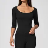 LT5575-2 · Jet Black Jet Black Women's Long Sleeve Workout Top High Stretch Fitted